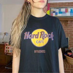 Vintage 90s Deadstock Mykonos Greece Hard Rock Cafe T-Shirt Oversized Mu…